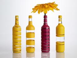 Painted-Stripe Wine Bottle Vases